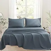 Bedlifes 1000 Thread Count 100% Egyptian Cotton Queen Size Sheets Set - Sateen Soft Silky Breathable Luxury Cooling 4 Pieces (Lake Blue)
