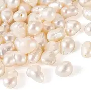 [Cheriswelry] 50pcs Natural Cultured Freshwater Pearl Beads for Jewelry Making Baroque Keshi Pearl Bead Seashell Loose Spacers 4~13.5mm for DIY Bracelet Necklace Making, Small