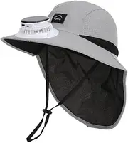 [Clobeau] Kids Boys Girls Solar Powered Fan Hat Wide Brim Beach Fishing Sun Hat Solar Fan/USB Charging Sunhat Summer Cooling Fan Hats