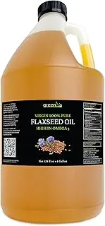 GreenIVe Flax Seed Oil Organically Grown100% Pure Cold Pressed High Vegan Omega Fatty Acids (128 Fl Oz)