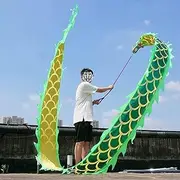 Dragon Poi Silklike Exercise Dragon Poi Short Green Wu Long Dragon Ribbon Streamer Flowy Sports Fitness Dragon with Kids Outdoor Dragon Games 2m (6.6ft)