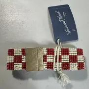 Universal Thread Fashion Bracelet Red And White Checkerboard Beads Magnetic