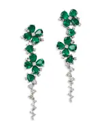 Bloomingdale's Fine Collection Emerald & Diamond Flower Drop Earrings in 14K White Gold