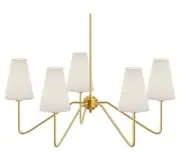 Electro bp30" Dia 5-Arm Classic Chandeliers Polished Gold with White Linen Sh...
