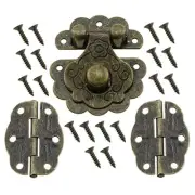 Metal Embossing Decorative Hasp Latch Lock with Mini Hinge and Screws for