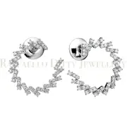 Diamond Hoop Earrings Solid 14k White Gold Semi Circle Natural Valentine Gift