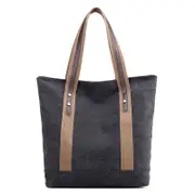 Nevenka Womens Canvas Shoulder Bags Retro Casual Handbags Work Bag-Black