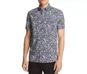 NEW $128 MICHAEL BASTIAN NAVY BANANA LEAF PRINT S/S VACATION BUTTON DOWN SHIRT