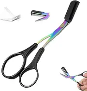 2024 New Eyebrow Trimmer Scissor, 2 in 1 Eyebrow Scissors with Comb Stainless Steel Professional Eyebrow Trimmer, Eyebrow Cutter Hair Removal Eyebrow Scissors Makeup Tool for Men Women (Black)