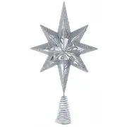 Kurt Adler Christmas Star Mini Tree Topper Star Burst 6.75 inch Silver