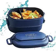 Kids Student Double-Layer Lunch Box,1550ml Bento Lunch Box with Carry Handle, Spoon Fork, Leakproof, Microwaveable Heating, Reusable Lunch Container for Students bento Box Lunch Storage (Sky Blue)
