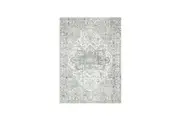 Claudette Distressed Medallion Cream Blue Washable Rug
