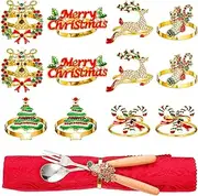 WILLBOND 12 Pieces Christmas Napkin Rings Holders for Christmas Dinners Parties Wedding Adornment Table Decoration Accessories (Lovely Style)