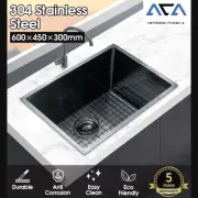 Handmade Grey Black SUS 304 Kitchen Sink Big Bowl Top/Undermount 600x450mm Basin