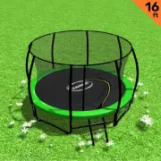 16ft Trampoline Free Ladder Spring Mat Net Safety Pad Cover Round Enclosure - Green