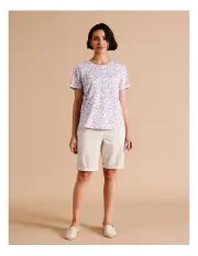 [Regatta] Recycled Cotton Blend Stretch Chino Short With Rolled Cuff In Light Stone