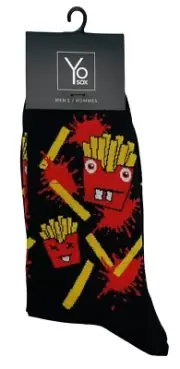 Yo Sox Men's Freaky Fries Zombie Hommies Design Crew Dress Socks Size 7-12