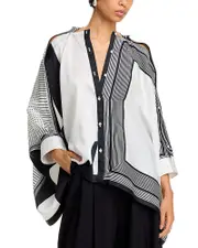 Helmut Lang Oversized Mixed Print Blouse