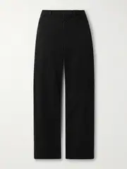 [Nili Lotan] Nili Lotan - Tribeca Brushed Cotton-blend Twill Barrel-leg Pants - Black - US0 US 0 Black