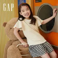 在飛比找蝦皮商城優惠-Gap 女童裝 純棉素色荷葉邊短袖素T-米黃色(853055