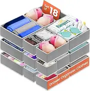 RFAQK 18 Pack Drawer Organiser-Wardrobe Clothes Organiser for Underwear, Socks, Bras, Ties– Closet & Wardrobe Storage draw organiser-Foldable drawer dividers for Bedroom & Nursery Essentials