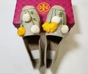 NIB Tory Burch Lily Platform Espadrille, Linen/Embroidery Natural $228
