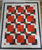 Handmade Geometric Patchwork Quilt Lap Blanket Orange Red Black White 45" × 57"