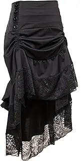 [Moonight] Adjustable Ruffle High Low Gothic Skirt Plus Size Long Vintage Fishtail Steampunk Corset Skirt Long Dress for Women