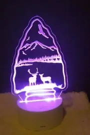 Acrylic Light up Arrowhead Mountain decor with stand & color changing remote,
