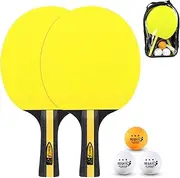 Table Tennis Racquet Set - Ping Pong Paddles and Table Tennis Set Pack of 2 Ping Pong Rackets with 3 Balls and Carry Bag for Beginners Boys Girls, Table Tennis Rackets for Indoor and Outdoor Training