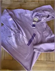 Modern Canvas Women's Long Sleeve Terry Fray Hem Pullover Hoodie Lilac XXL