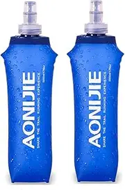 AONIJIE 2PCS Foldable TPU Hydration Water Bottle Soft Flask for Running Camping Hiking Bicycle (500ML-2PCS)