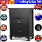 Artiss Vintage Bedside Table Chest Storage Cabinet Nightstand Black New Style