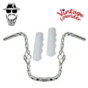 Lowrider Cage Twisted 13" 25.4 Handlebar Chrome 212 120 Grips Sparkle/White