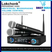 Professional Wireless Microphone System UHF 2 Handheld Dual Mic Party Karaoke