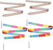 CAXUSD 4pcs Dance Ribbons for Boy Girl Rhythmic Gymnastics Streamers Lightweight Durable Twirling Rods for Artistic Performance for Dance Practice Talent Shows