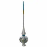 "Smile" Glass Christmas Mini Tree Topper (silver)