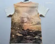 Time Space Men's Apparel Moonscape Ecru T- Shirt - Size: Medium - Cotton