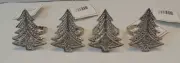 Set of 4 Silver Christmas Holiday Tree Napkin Ring Holders NR292