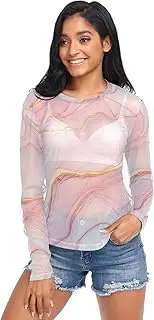 [RPLIFE] Abstract Marble Blush Pink Mesh Top, Sheer See Through Tops for Women S-XXL
