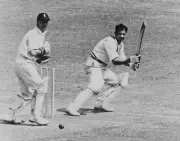 Vinoo Mankad Turns The Ball Away Through The Slips Watched 1952 OLD PHOTO