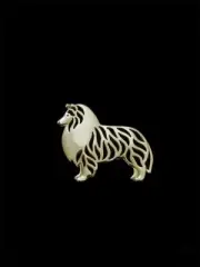 Collie Dog Gold & Silver Plated Brooch
