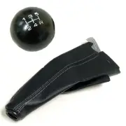 BLACK ROUND CNC BILLET RACING SHIFT KNOB & BOOT COMBO FOR MITSUBISHI 5 SPEED MT (for: Mitsubishi)