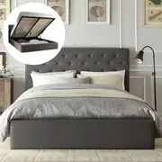 Windsor Fabric Gas Lift Storage Bed Frame 2 Colours