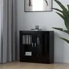 Wooden Vitrine Cabinet Storage Shelf Rack Cupboard Glass Bookshelf Case Black