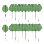 Dark Green Artificial Leaves with Stems, 50 Pack Fake Leaves Silk Faux Leaf