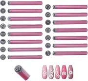 UNICRAFTALE 15Pcs 15 Styles Nail Art Stamp Pen Set Nails Flower Design Stamping Pen Plastic Nail Art Stamp Pen Nails Dot Tool Various Patterns DIY Printing Template Tool for Women