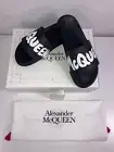 Alexander McQueen Graffiti Rubber Pool Slides Black White Sandals Size 39 NEW