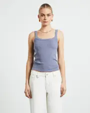 Frenchie Rib Singlet in Slate Grey