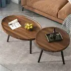 2 in 1 Detachable Walnut Nesting Coffee Table End Table for Balcony Living Room